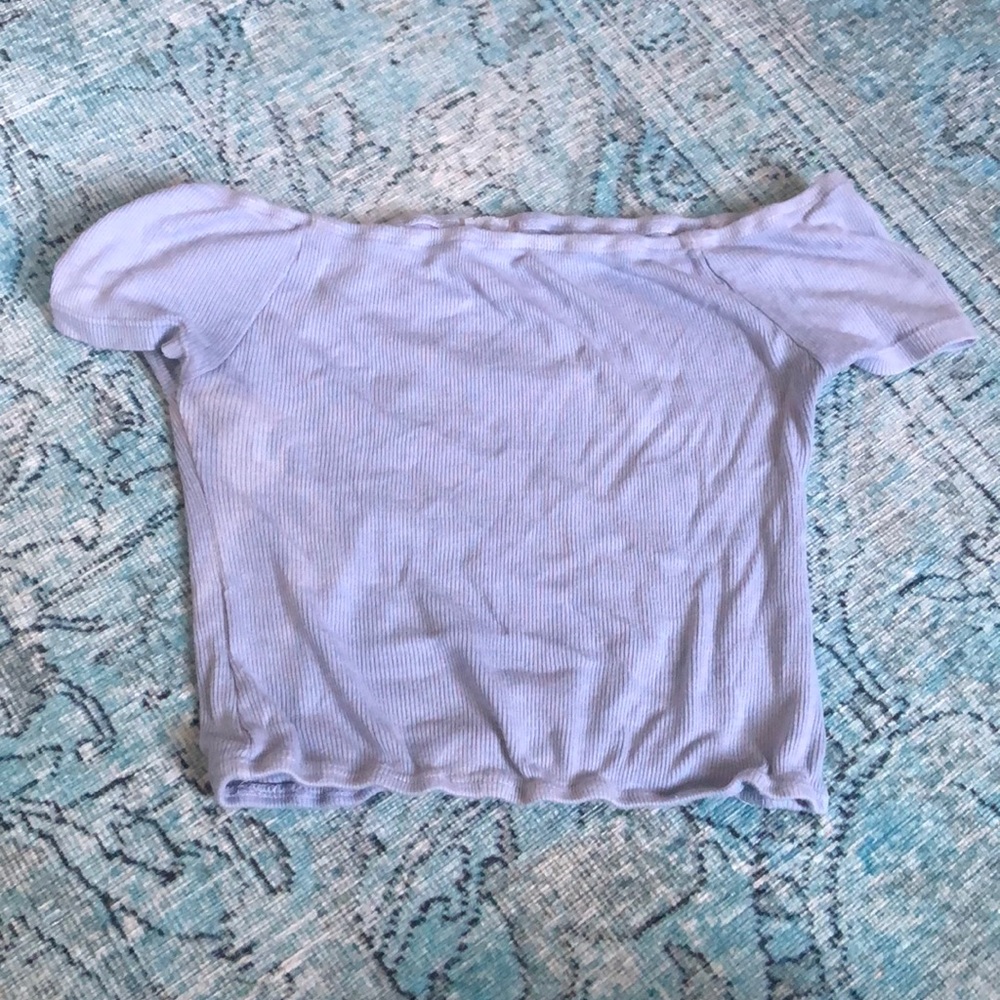 Brandy Melville blue off the shoulder crop top - Picture 1 of 3